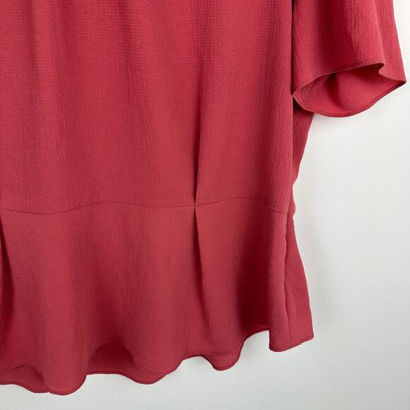 Wayf Womens High Neck Gathered Flutter Sleeve Keyhole Back Pink Blouse Top 2XL - Picture 5 of 12